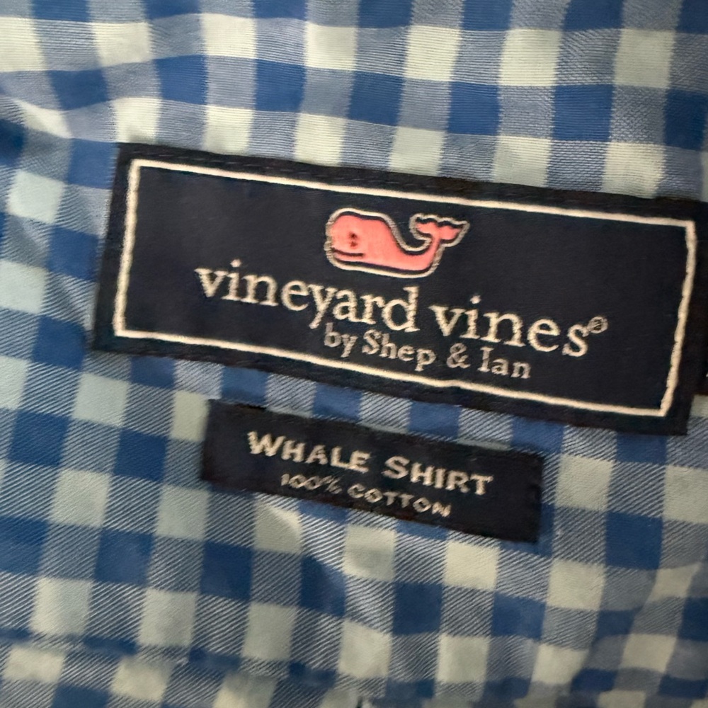 Vineyard Vines Men's Blue Checkered Button Down Shirt - Picture 3 of 4